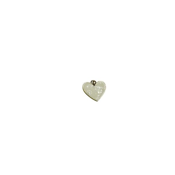Gold & Cream Enamel Heart Shaped Pendant Charm Womens Fashion Jewelry - Picture 7 of 7